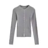 Suéter Elegante de Cuello Semi-alto de Manga Larga para Mujer, Cardigan de Punto Delgado de un Solo Botón, Top para Otoño 2024