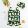 Traje de baño de flotación para niños Langdeyi 2024 nuevo traje de baño de una pieza de camuflaje verde para niños ventas directas de fábrica