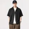 Camisa de Manga Corta de Lyocell para Hombre de 108g, Estilo Delgado de Verano, Camisa Holgada de Talla Grande Retro Americana, Chaqueta Cardigan Casual