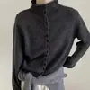 Chaqueta cárdigan de punto con cuello semialto y botones cuadrados, estilo coreano, corte ajustado, versátil, nuevo suéter top otoño e invierno 2026 para mujer