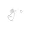 Micro Flash Diamond Tulip Brincos Pequenos e Requintados Elegantes Design Único Assimétrico Cadeia Brincos de Flores para Mulheres
