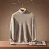 26 Otoño Invierno Doble Capa Engrosado Cálido Cuello Alto 100% Cachemira Pura Suéter para Hombre Casual de Negocios Pulóver Tejido