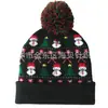 Suministro del Fabricante de Gorros Navideños con Bombillas LED, Gorros de Lana Tejidos de Invierno, Gorros Navideños Luminosos, Al por Mayor en Stock