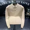 Polo de Punto para Hombre 2025 Otoño e Invierno Nuevo Suéter Camisa Base Color Sólido Versión de Red Camisa Base Ropa de Moda para Hombre