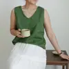 14 Piezas de Chalecos de Lino para Mujer Multicolores con Cuello en V, Chalecos de Cuello Redondo, Camisetas sin Mangas de Hombro Ancho, Ropa de Verano para Mujer