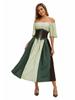 S-3XL Falda Medieval Retro Europea y Americana con Bloques de Color, Cordones en la Cintura, Cintura Ajustada, Dobladillo Ancho, Vestido de Baile de Máscaras