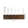 Fuente transfronteriza asiento de madera tubo de ensayo verde floral planta verde arreglo floral jarrón de vidrio mesa de sala de estar decoración de flores