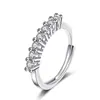 Venda quente transfronteiriça anel de diamante sete Princesas fileira anel de cauda reto simples temperamento feminino Seiko fabricante de origem entrega em peça única