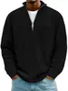 Comercio Exterior Transfronterizo Otoño e Invierno Europeo y Americano Nuevo Sudadera para Hombre de Color Sólido Pana Manga Larga Cremallera Cuello Alto Holgada Moda