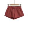 Moda diária para uso no verão, casual, estilo feminino, calças para casa, moda europeia e americana, xadrez, cintura alta, shorts com botões