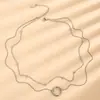Collar Circular de Doble Capa Transfronterizo para Mujer, Sencillo y Elegante, Cadena de Clavícula de Gama Alta, Joyería de Nicho Versátil al por Mayor