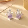 Brincos de Flor de Zircônia Lapidação Rosa Brilhante Super Delicados, Frescos e Doces, Brincos de Moda de Alto Padrão, Joias da Moda Trendy Estilo Celebridade da Internet