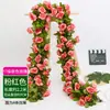 Rosa Artificial Flor Falsa Guirlanda Pendurada na Parede Enrolada em Tubos de Água de Ar Condicionado para Bloquear e Decorar Teto da Sala de Estar Plantas de Plástico