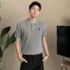 Camisa tipo polo estilo Old Money con cuello camisero, Tejido de punto de manga corta para hombre, Trenzado de ochos, Bordado de caballo, Camiseta de negocios, Venta al por mayor de fábrica transfronteriza