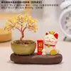 Decoração de casa de gato da sorte criativa e fofa, árvore da fortuna de cristal, ornamento de mesa de escritório, presente para amigos, para mulheres
