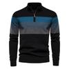 Suéter Pulóver Patchwork para Hombre AIOPESON Algodón Casual Cremallera Cuello Alto Falso Suéter para Hombre Nueva Moda de Invierno Suéter Cálido para Hombre