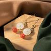 Prata de Lei 925 Banhada a Ouro Incrustada Jade Hetian Natural Ganchos de Orelha Vintage, Brincos Delicados Femininos Estilo Palácio