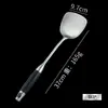 Espátula de Aço Inoxidável, Cabo Longo de Madeira Ébano, Colher para Sopa e Mingau Doméstica, Colher de Cozinha Anti-Queimadura, Conjunto de Utensílios de Cozinha