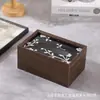 Caixa de Lenços de Mesa para Desktop Hotel Comercial Sentido de Alto Padrão Estilo Chinês Simples Dispensador de Lenços Caixa de Lenços de Papel com Padrão de Madeira de Nogueira Preta