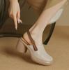 Sandalias Huecas de Plataforma Gruesa Baotou para Mujer Verano 2025 Tacón Grueso Punta Redonda Correa de Hebilla Trasera Huecas Romanas Zapatos para Mujer