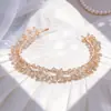 Faixa de Cabeça de Corrente Macia de Cristal Europeu Simples Feita à Mão Acessórios de Cabelo para Casamento Transfronteiriço