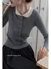 Suéter Corto de Punto Trenzado con Cuello de Muñeca Ajustado EGKA para Mujer, Cárdigan de Otoño, Top Elegante y Adelgazante de Manga Larga