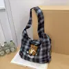 Bolso de Hombro Cruzado Estilo Coreano Retro a Cuadros Tela Suave y Flexible Casual Holgado Estudiante Viaje Diario Bolso de Hombro