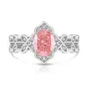 Anel de Flor de Gelo Colorido de Pedra Preciosa Vendido Quente em Transmissão Ao Vivo Corte Espiga de Trigo Inlaid com Diamante de Alto Carbono Brilhante Anel Flor de Ovo de Pombo Joia