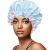 Gorro de dormir elástico de satén de doble capa, de ala ancha, de color liso, para la ducha, de belleza, venta al por mayor, gran oferta transfronteriza