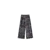 Estilo Novo Primavera e Verão Feminino Cânhamo Artístico Soltinho Emagrecedor Fashionável Confortável Respirável Poá Calça Longa Fsy60492