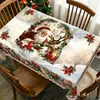Toalha de mesa de Natal com estampa de pinheiro e rena, feita de poliéster, toalha de mesa decorativa para festa com atmosfera de feriado de inverno estilo americano