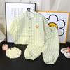 Conjunto de Ropa para el Hogar de Algodón Nube para Niños y Niñas Cárdigan de Verano Dibujos Animados Pijama para Niños Tops Pantalones Conjunto de Dos Piezas Primavera y Otoño