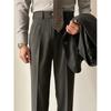 Pantalones casuales de lana de cintura alta para otoño e invierno para hombre, cálidos, rectos, con caída, caballero napolitano, color puro, versátiles, para traje