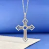 Collar de plata de ley s925 con soporte para colgante de cruz biselada cuadrada de 5 mm para incrustar piedra natural, cristal, accesorios DIY