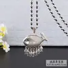 Explosiones en Vivo Estilo Étnico Corre en el Tiempo Cadena de Lana de Flor Collar Largo Plata de Xizang Candado de Larga Vida Colgante de la Riqueza del Cuarteto