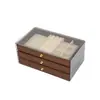 Caixa de Joias de Grande Capacidade Madeira de Nogueira com Veios Retrô High-End Exquisite Caixa de Armazenamento Especial para Anel Pulseira Colar Brincos