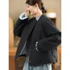 Chaqueta Acolchada de Algodón Literaria de Invierno para Mujer, Cuello Redondo con Cordón Retro, Abrigo de Algodón Engrosado, Chaqueta de Algodón Cálida