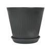 Macetas Redondas con Boca Ancha Rayadas de Color Puro de Plástico Escarchado con Platos de Amazon para Plantación de Flores en Interiores y Exteriores