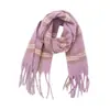 Fábrica de Lenços Junhao Personaliza Lenço/Xale Circular Listrado de Faux Mohair com Franjas para Comércio Exterior Europeu e Americano Outono/Inverno