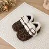 Zapatos de Algodón para Niñas 2026 Nuevo Invierno Infantil con Felpa Cálida Estampado de Leopardo Piel Zapatos de Princesa Zapatos de Algodón Grandes para Niños