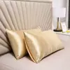 Funda de almohada de seda sintética de color puro transfronterizo, funda de almohada de satén, funda de almohada tipo sobre, venta al por mayor, par