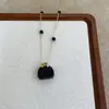 Collar Bolso con Piedra Natural Ojo de Tigre Estilo Mismo que Blogger de Instagram para Mujer, Collar Largo en Capas de Moda y Versátil, Cadena para Clavícula