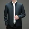 Jaqueta masculina com gola alta, novo estilo primavera/outono, adequada para homens de meia-idade e idosos, para uso formal e casual, uma jaqueta para pais