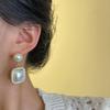 Pendientes Cuadrados de Plata S925 con Púa de Diamante y Perla Varios Pendientes Franceses Simples Elegantes de Moda Pendientes de Gama Alta de Celebridad de Internet