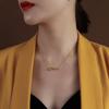Collar con colgante de bola de acero con forma geométrica, estilo francés, anudado, cadena de clavícula, acero de titanio, oro de 18 quilates, P1059