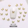 Accesorios para uñas de aleación de lazo, red roja, dorada y plateada, tamaño ligero, de lujo, con forma de mariposa hueca, accesorios para uñas al por mayor