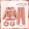 Novos Pijamas Infantis Outono e Inverno Veludo Jacquard Quente Meninas Gola Boneca Desenho Animado Doce Roupas de Casa Conjunto Quente