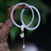 Pulseira de Ágata Branca Natural com Anel Corrediço de Pérola Design Borboleta Água Clara Estilo Elegante para Meninos e Meninas