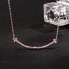 S925 Sterling Silver Rosto Sorridente Colar de Diamante Rosa Personalidade Simples Transmissão ao Vivo Feminina Elegante Pingente de Prata com Diamante Completo