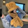 Chapéu de pelúcia outono e inverno orelhas de urso fofas chapéu de pescador de pelúcia cachecol de desenho animado para aquecer o pescoço das crianças